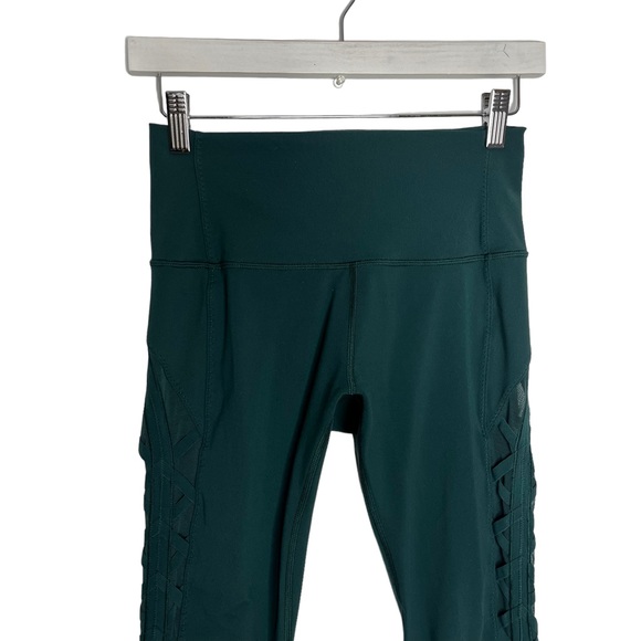 Lululemon Athletica Deep Green 27” Criss Cross Mesh Side High Times Leggings 6 - Picture 6 of 12